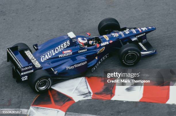 Jarno Trulli from Italy drives the Equipe Prost Gauloises Blondes Prost AP01 Peugeot V10 during practice for the Formula One Grand Prix of Monaco on...