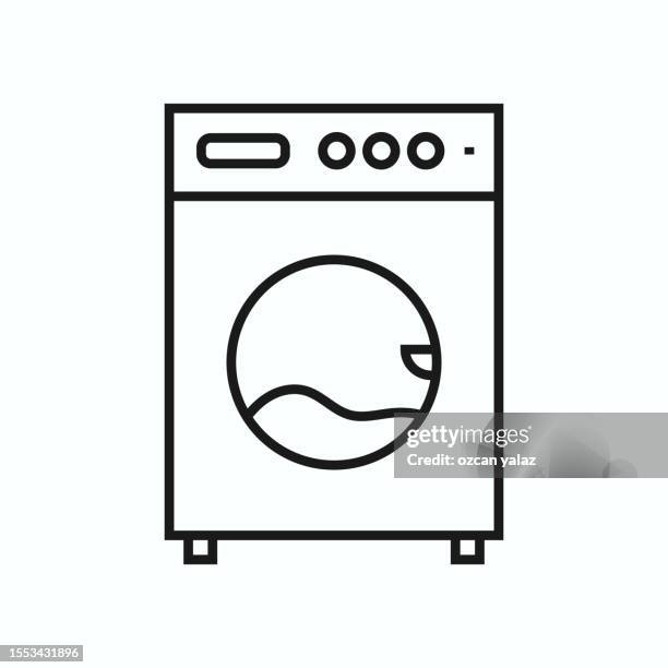 ilustraciones, imágenes clip art, dibujos animados e iconos de stock de icono de lavadora. vista frontal. ilustración gráfica plana simple vectorial. aislado sobre un fondo blanco. - lavadora