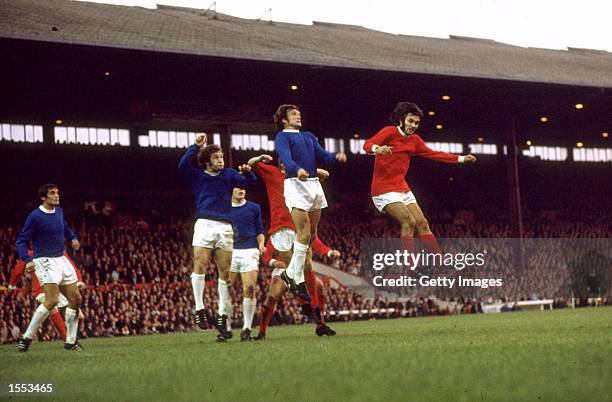 George Best of Manchester United in action during the Division One match against Everton played at Old Trafford in Manchester, England. \ Mandatory...