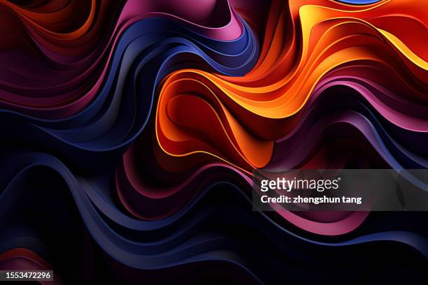 abstract 3d wave stripe pattern background - multi colored background imagens e fotografias de stock