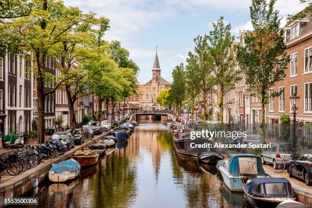 bloemgracht canal in amsterdam, netherlands - amsterdam photos et images de collection