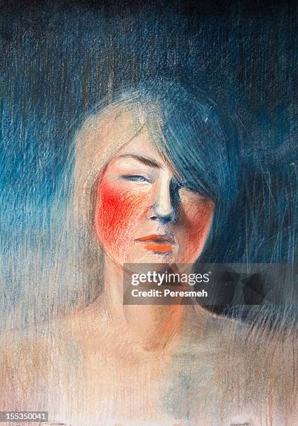 ilustraciones, imágenes clip art, dibujos animados e iconos de stock de retrato de una chica confuso - retrato