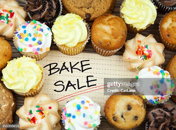 bake sale cookies and cakes - bake sale stock pictures, royalty-free photos & images