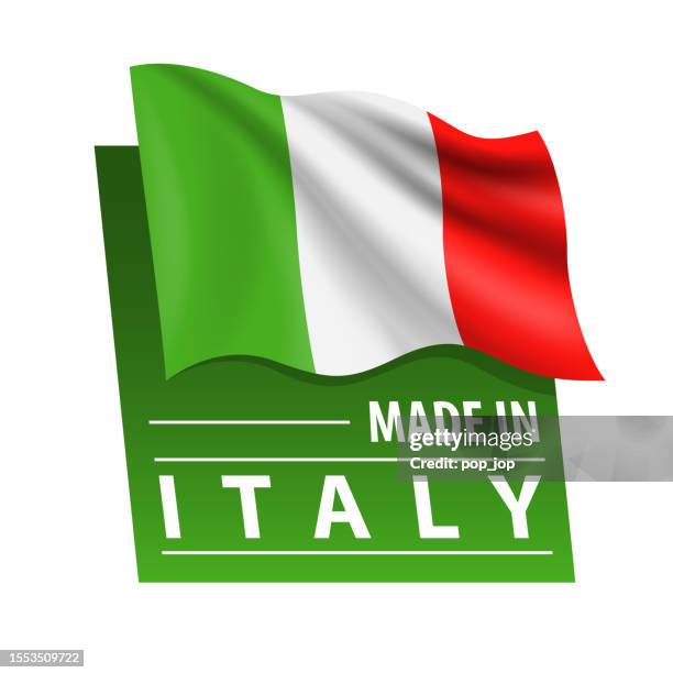 made in italy - vector illustration. flag of italy and text isolated on white backround - pole stock illustrations