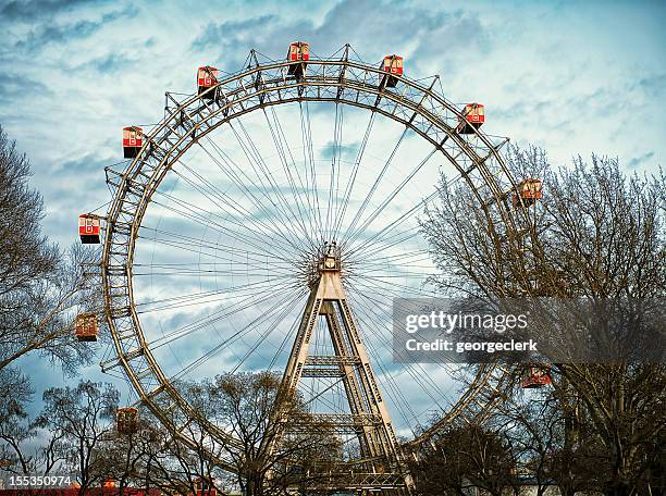 vienna riesenrad (giant ferris wheel) at prater - prater park stock pictures, royalty-free photos & images