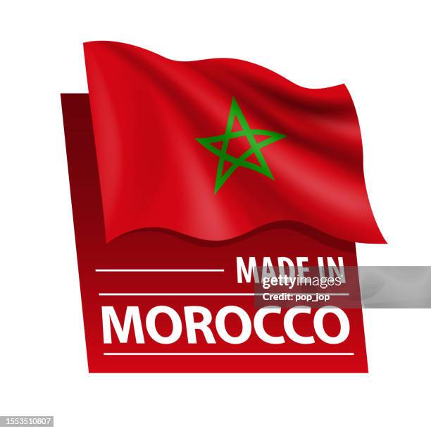 made in morocco - vector illustration. flag of morocco and text isolated on white backround - moroccan pattern vector stock illustrations