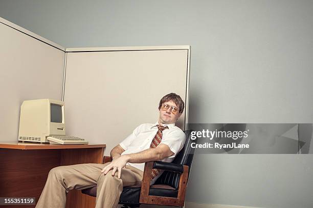 eighties computer tech nerd - cubicle stock pictures, royalty-free photos & images