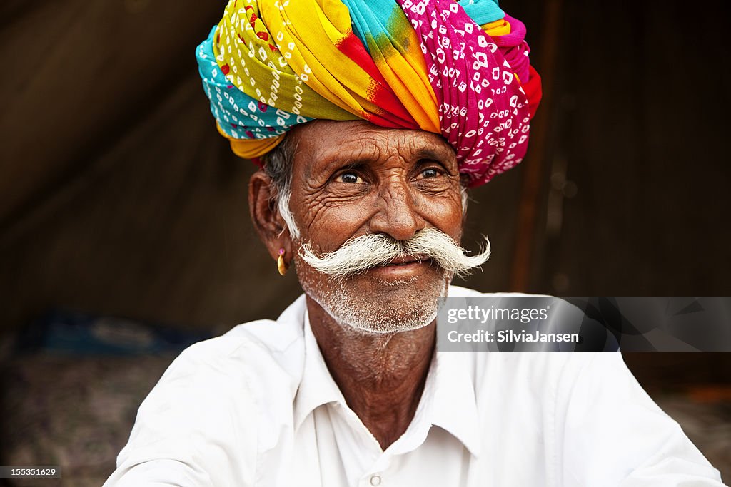 Indian rural senior man portrait