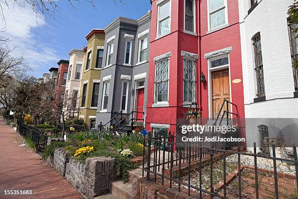 row houses on capitol hill washington dc - washington dc street stock pictures, royalty-free photos & images