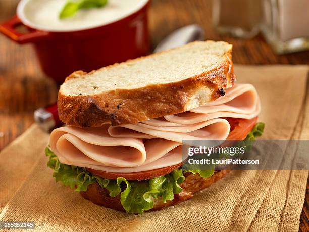turkey sandwich with mushroom soup - soup and sandwich stock pictures, royalty-free photos & images