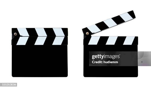 blank clapper board (clipping path!) isolated on white background - clapper board stockfoto's en -beelden