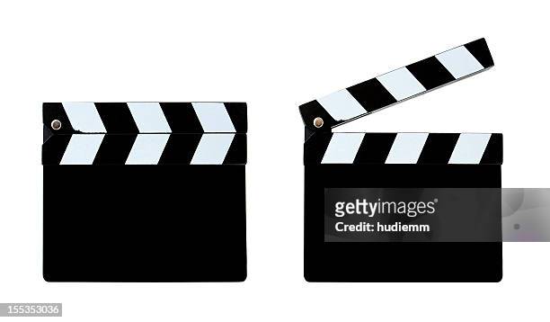 blank clapper board (clipping path!) isolated on white background - theaters hollywood stock pictures, royalty-free photos & images