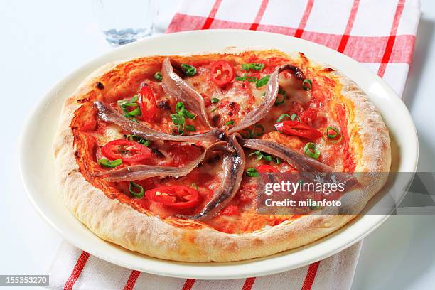 anchovy pizza - anchovy stock pictures, royalty-free photos & images