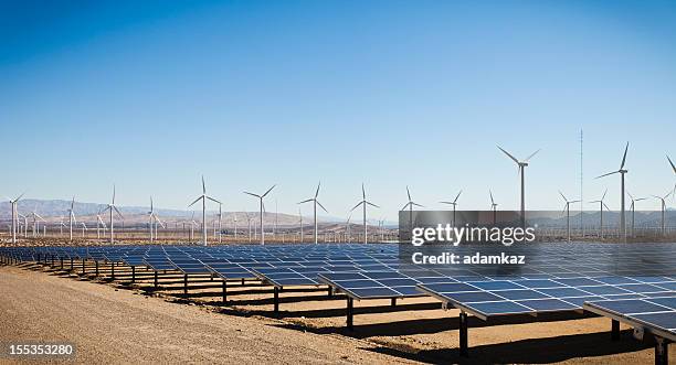 renewable energy - solar and windmills - wind turbine california stock pictures, royalty-free photos & images