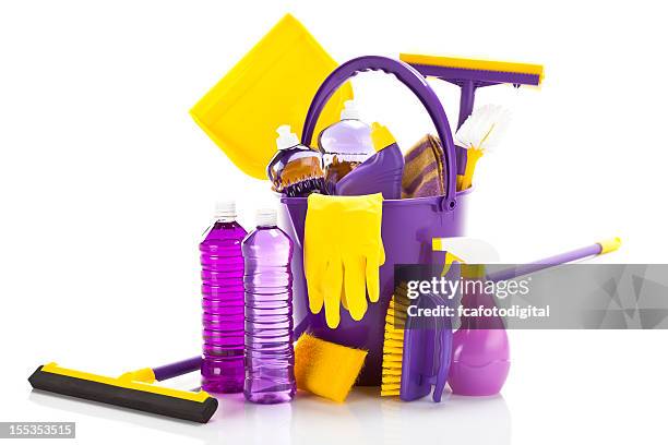 cleaning supplies - purple glove stock pictures, royalty-free photos & images