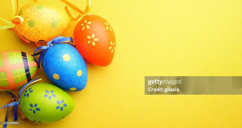 Easter eggs with copy space