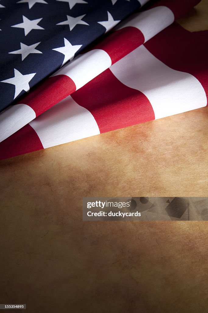 USA American Flag on Parchment Paper Copyspace