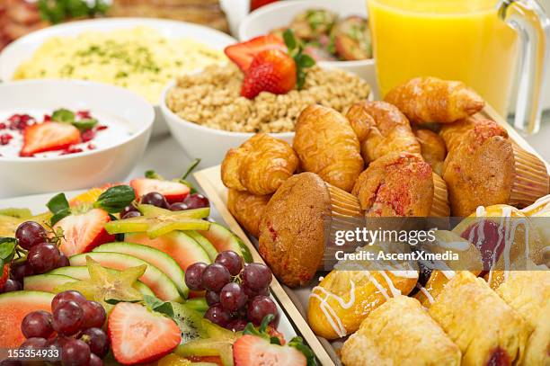 breakfast buffet - continental breakfast stock pictures, royalty-free photos & images