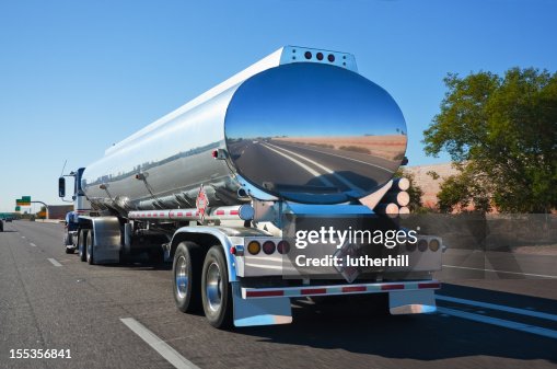 Tanker truck on a highway Tanker truck on a highway