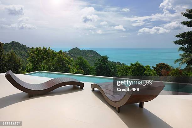 luxury private pool villa (xxxl) - koh tao thailand stock pictures, royalty-free photos & images