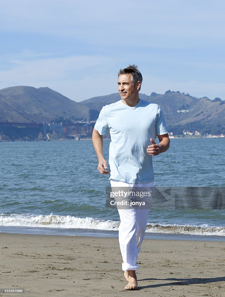 Boomer running at the beach