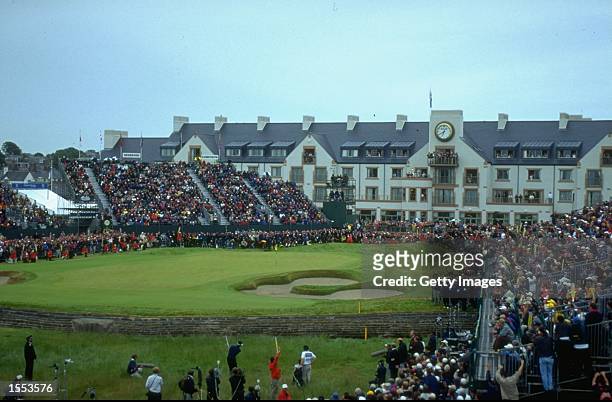 Jean Van De Velde of France plays a shot into the burn on the 18th hole during the British Open played at the Carnoustie GC in Carnoustie, Scotland....