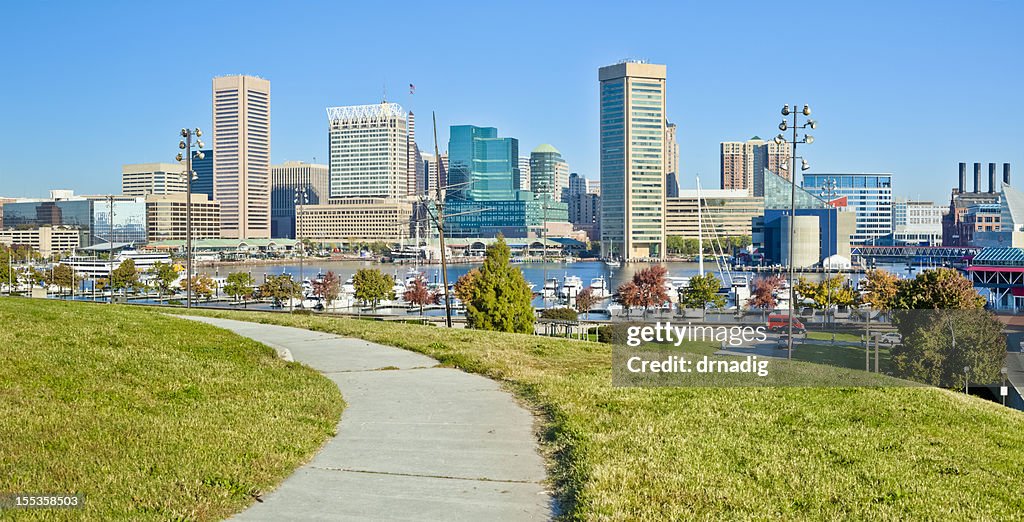 Baltimore Inner Harbor Blick auf Federal Hill