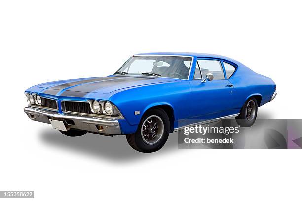 vintage muscle car - old car side view stock pictures, royalty-free photos & images