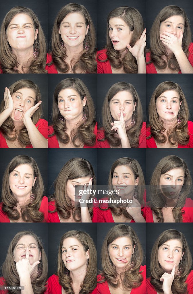 Facial expressions of young woman