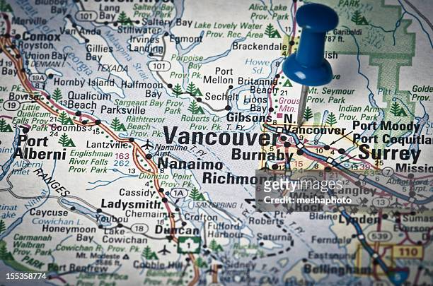 vancouver on a map - british columbia map stock pictures, royalty-free photos & images