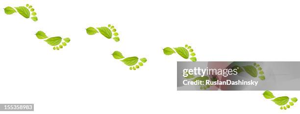 footprint made from leaf. - carbon footprint stock pictures, royalty-free photos & images