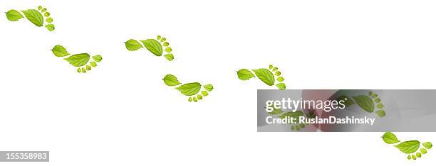footprint made from leaf. - fotspår bildbanksfoton och bilder