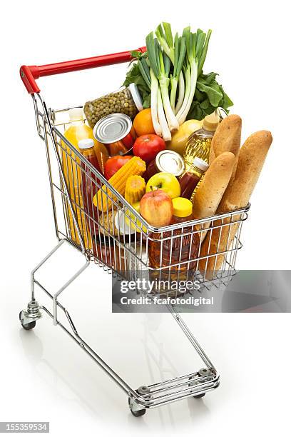 shopping cart - shopping trolleys stockfoto's en -beelden
