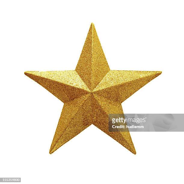 estrella de oro aislado sobre fondo blanco - recortable fotografías e imágenes de stock