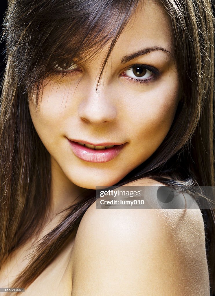 Closeup of a young beautiful woman