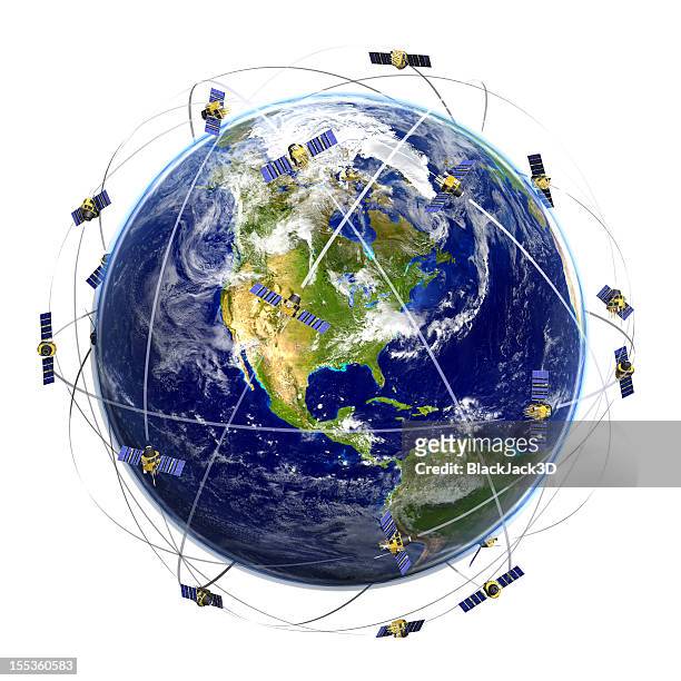 satellite network - orbiting earth stock pictures, royalty-free photos & images