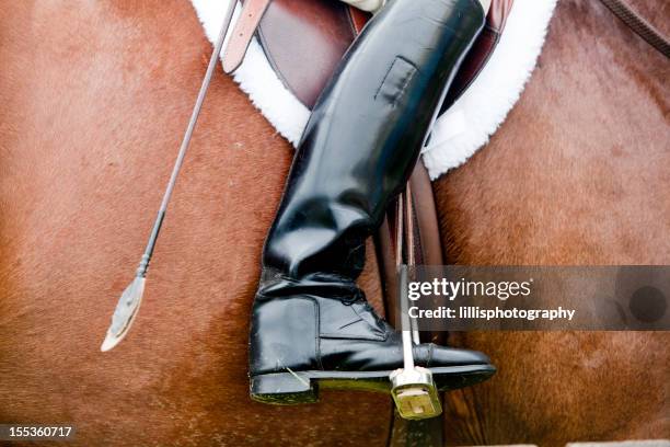 riding boot in horse competition - paardrijbenodigdheden stockfoto's en -beelden