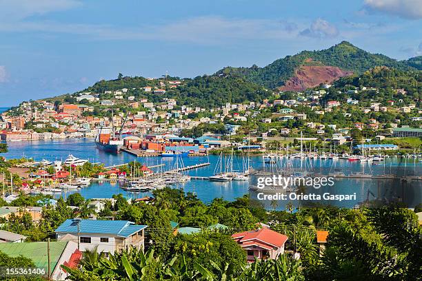 st. george's harbor, granada w.i. - st george imagens e fotografias de stock