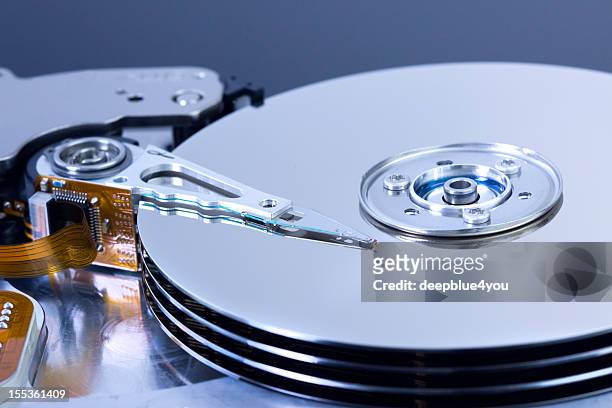 part of a open harddisk - hard drive stockfoto's en -beelden
