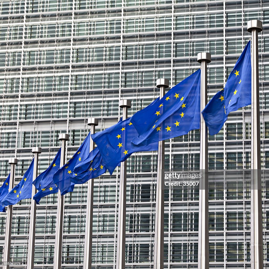 European flags in brussels