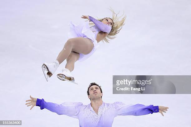 Kirsten Moore-Towers and Dylan Moscovitch of Canada skate in Pairs Free Skating during Cup of China ISU Grand Prix of Figure Skating 2012 at the...