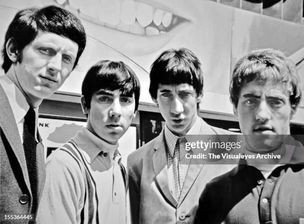 Group portrait of English rock band The Who, wearing mod clothing, London, circa 1965. John Entwistle, Keith Moon, Pete Townshend and Roger Daltrey.