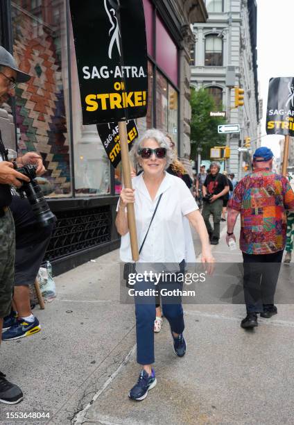 Bette Midler is seen at the SAG-AFTRA strike picket line on July 18, 2023 in New York City.