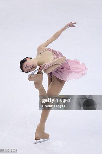 Zijun Li of China skates in Ladies Free Skating during Cup of China ISU Grand Prix of Figure Skating 2012 at the Oriental Sports Center on November...