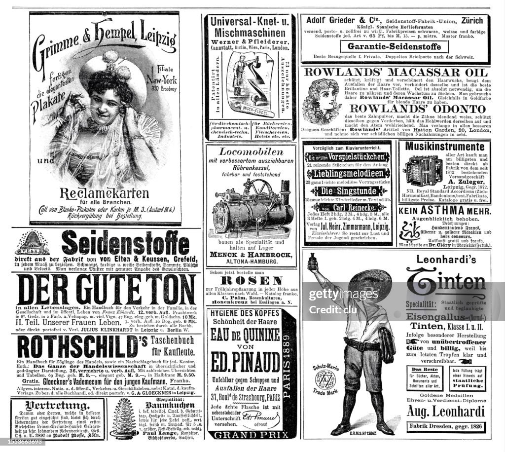 Ads in a German magazine of 1895 with Rothschild's Taschenbuch für Kaufleute