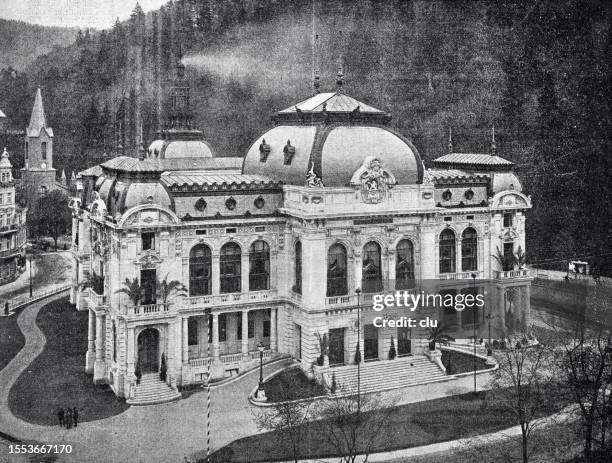 new imperial bath in karlovy vary - karlovy vary stock illustrations