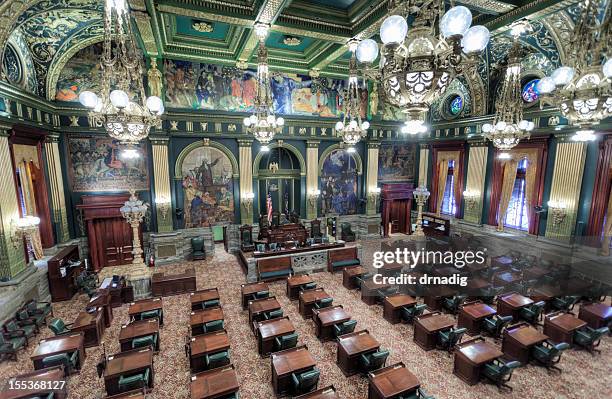 pennsylvania state senate chamber interior - harrisburg pennsylvania stock pictures, royalty-free photos & images
