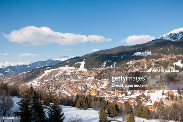 meribel in the trois vallees, france - meribel stock pictures, royalty-free photos & images