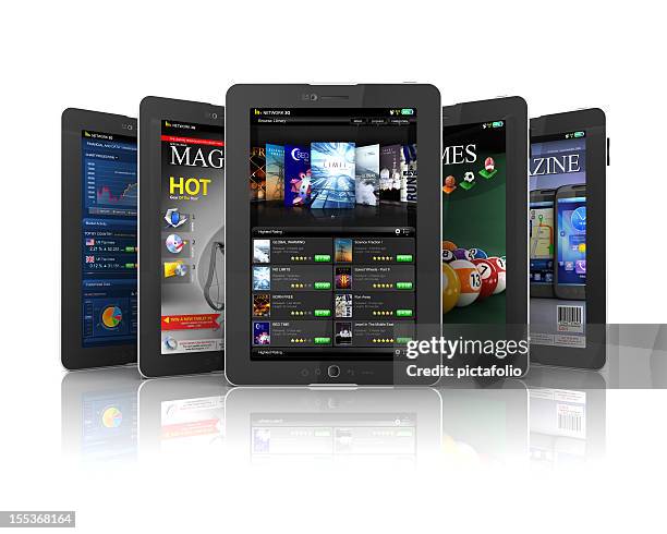 applications on tablet pc - ereader stockfoto's en -beelden