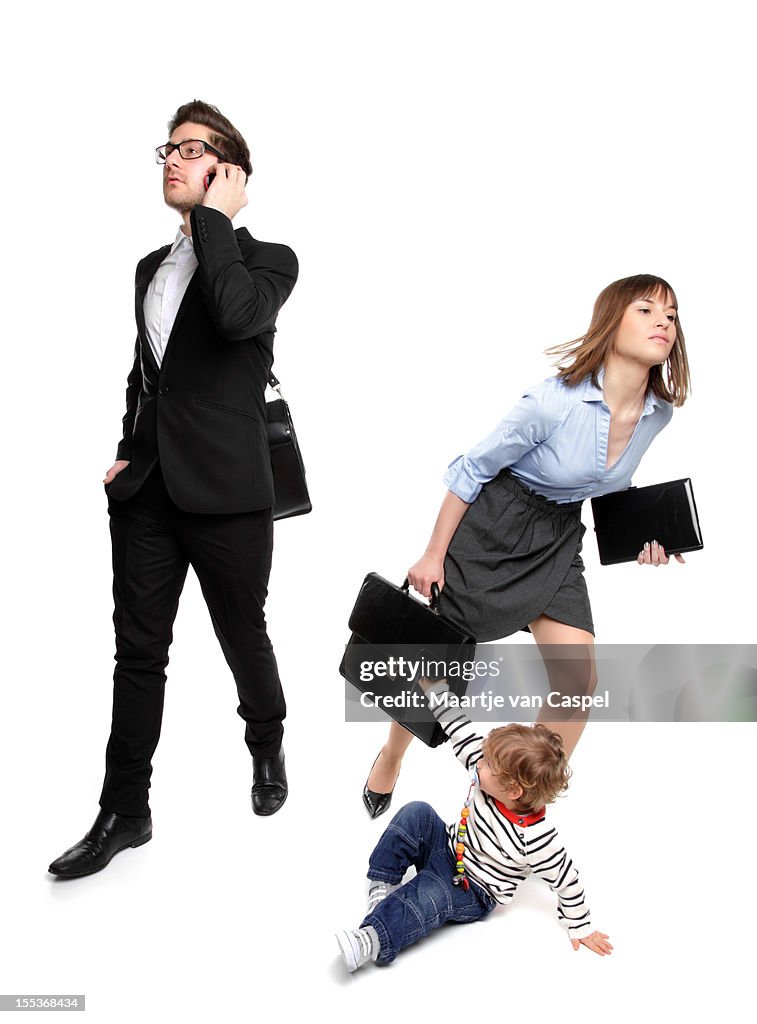 Parents Rushing Kids Working Parents In A Rush High-Res Stock Photo - Getty Images